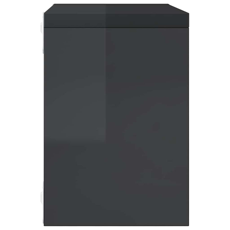 Wall Cube Shelves 4 pcs High Gloss Grey 22x15x22 cm