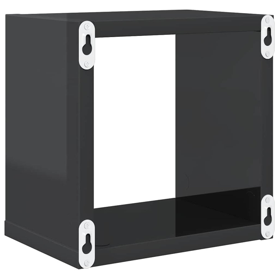 Wall Cube Shelves 4 pcs High Gloss Grey 22x15x22 cm