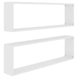 Wall Cube Shelves 2 pcs White 100x15x30 cm Engineered Wood - Front View