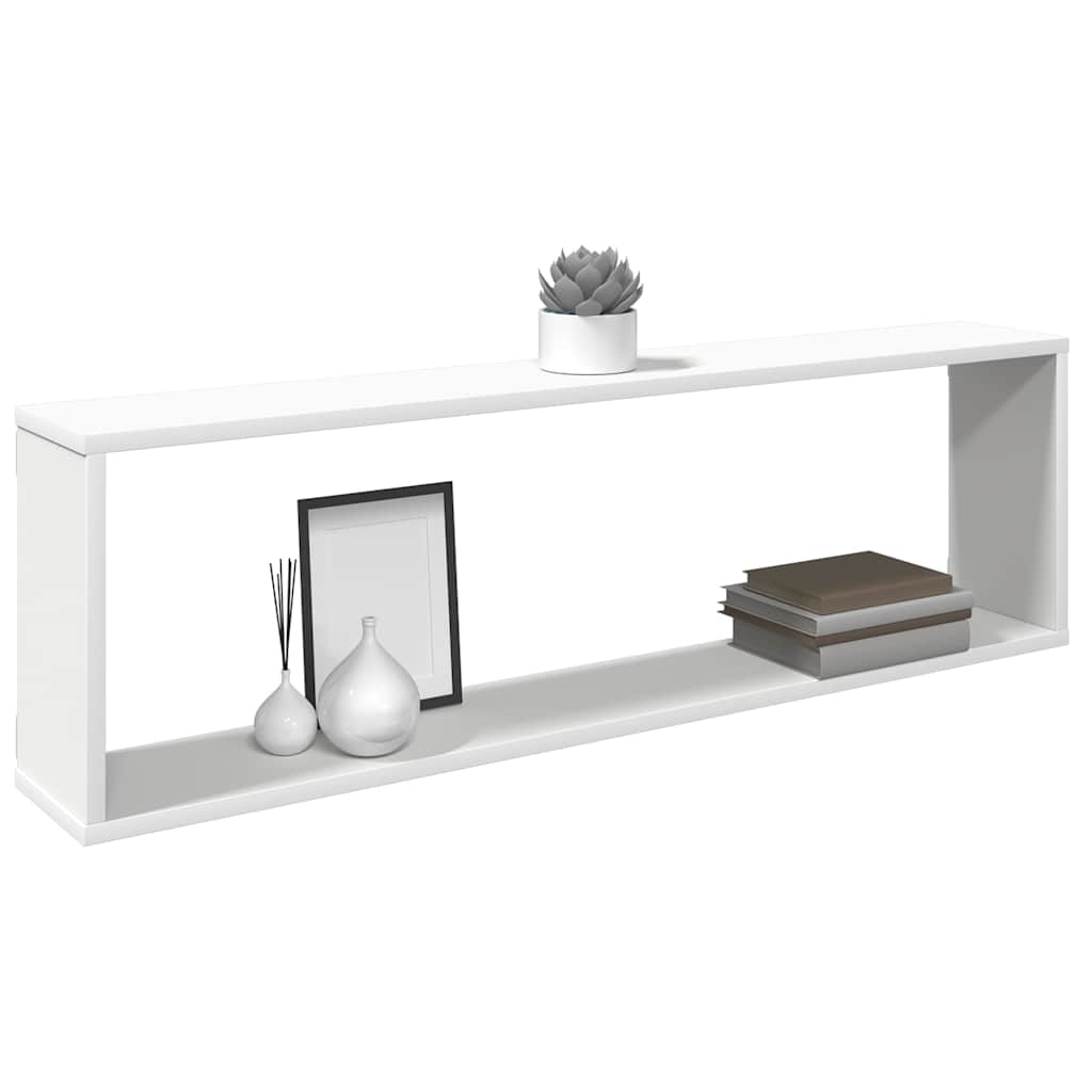 Wall Cube Shelves 2 pcs White 100x15x30 cm Engineered Wood