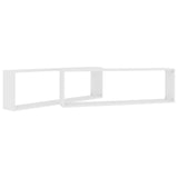 Wall Cube Shelves 2 pcs White 100x15x30 cm Engineered Wood - 45-Degree Angle