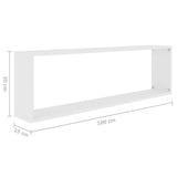 Wall Cube Shelves 2 pcs White 100x15x30 cm Engineered Wood - Extra Image