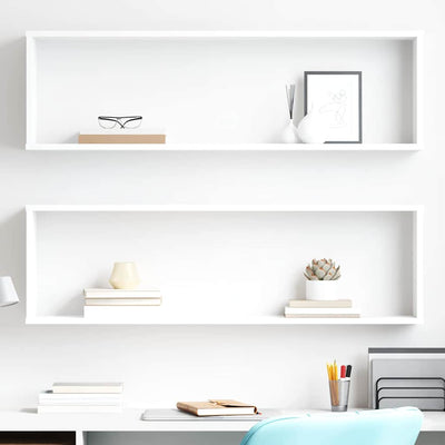 Wall Cube Shelves 2 pcs White 100x15x30 cm Engineered Wood