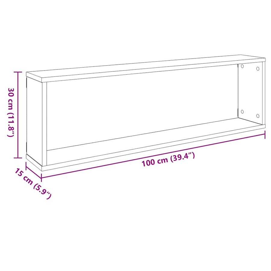 Wall Cube Shelves 4 pcs White 100x15x30 cm Engineered Wood