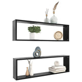 Wall Cube Shelves 2 pcs Black 100x15x30 cm Engineered Wood