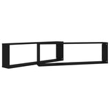 Wall Cube Shelves 2 pcs Black 100x15x30 cm Engineered Wood