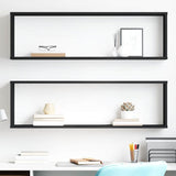 Wall Cube Shelves 2 pcs Black 100x15x30 cm Engineered Wood