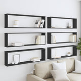Wall Cube Shelves 6 pcs Black 100x15x30 cm Engineered Wood