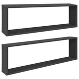 Wall Cube Shelves 2 pcs Grey 100x15x30 cm Engineered Wood