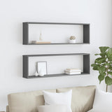 Wall Cube Shelves 2 pcs Grey 100x15x30 cm Engineered Wood