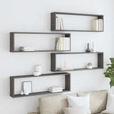 Wall Cube Shelves 4 pcs Grey 100x15x30 cm Engineered Wood