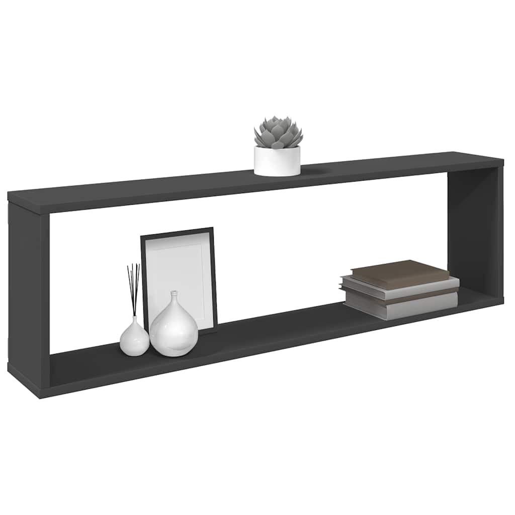 Wall Cube Shelves 4 pcs Grey 100x15x30 cm Engineered Wood