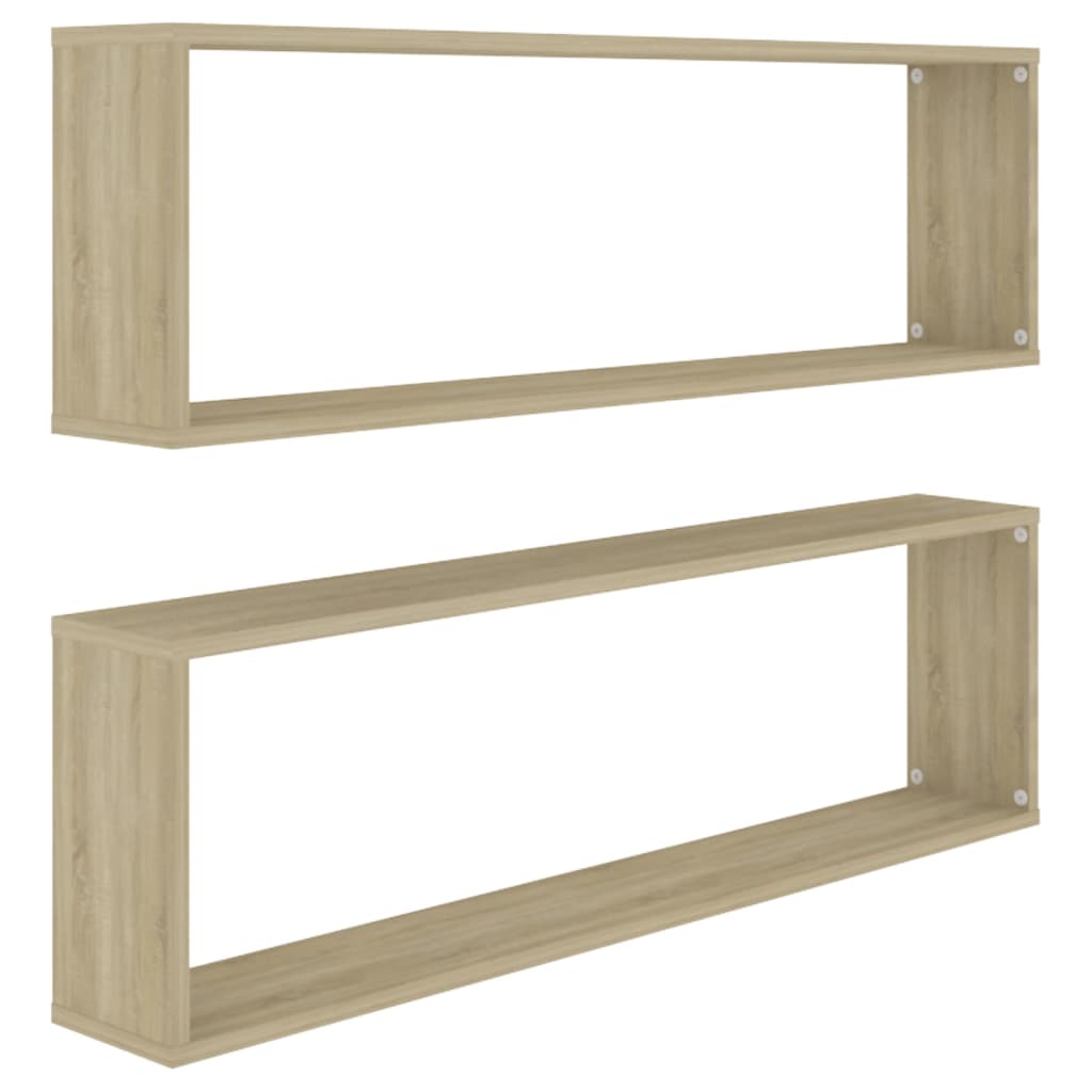 Wall Cube Shelves 2 pcs Sonoma Oak 100x15x30 cm Engineered Wood