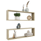 Wall Cube Shelves 2 pcs Sonoma Oak 100x15x30 cm Engineered Wood