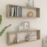 Wall Cube Shelves 2 pcs Sonoma Oak 100x15x30 cm Engineered Wood