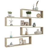 Wall Cube Shelves 4 pcs Sonoma Oak 100x15x30 cm Engineered Wood