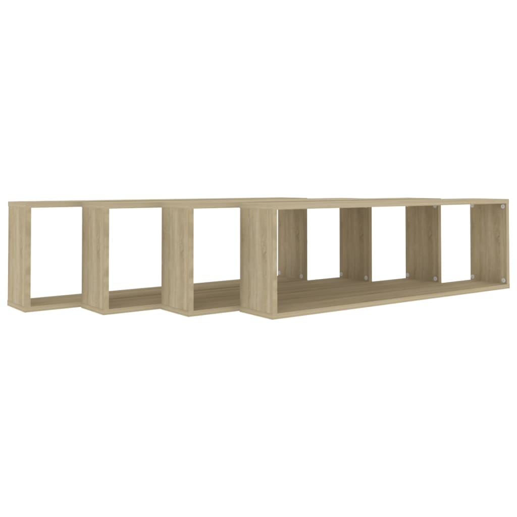 Wall Cube Shelves 4 pcs Sonoma Oak 100x15x30 cm Engineered Wood