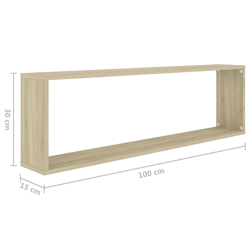 Wall Cube Shelves 4 pcs Sonoma Oak 100x15x30 cm Engineered Wood