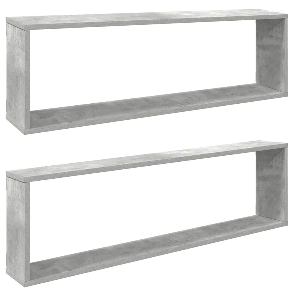 Wall Cube Shelves 2 pcs Concrete Grey 100x15x30 cm Engineered Wood