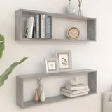 Wall Cube Shelves 2 pcs Concrete Grey 100x15x30 cm Engineered Wood