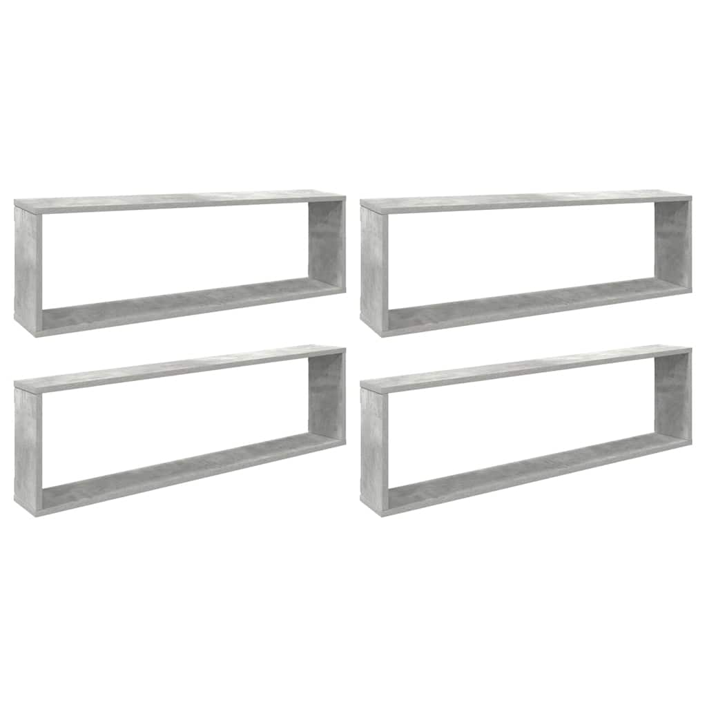 Wall Cube Shelves 4 pcs Concrete Grey 100x15x30 cm Engineered Wood