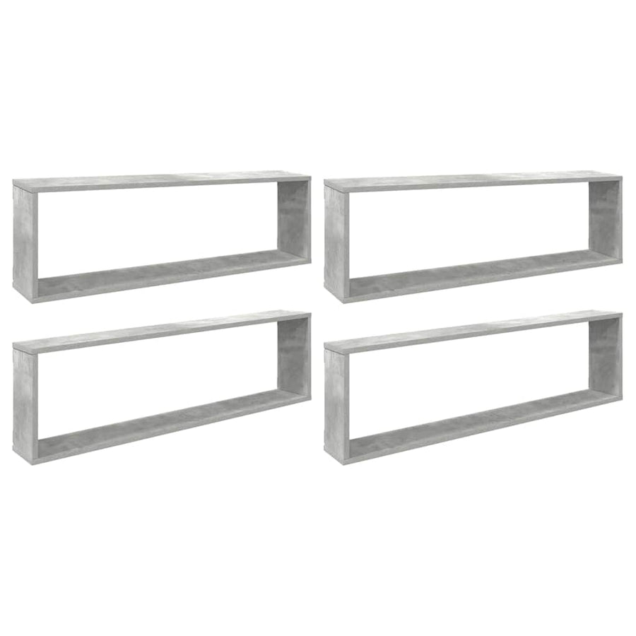Wall Cube Shelves 4 pcs Concrete Grey 100x15x30 cm