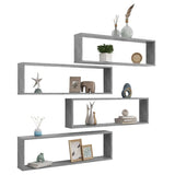 Wall Cube Shelves 4 pcs Concrete Grey 100x15x30 cm Engineered Wood