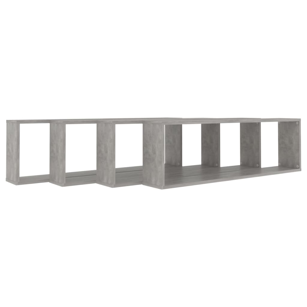 Wall Cube Shelves 4 pcs Concrete Grey 100x15x30 cm Engineered Wood