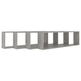 Wall Cube Shelves 4 pcs Concrete Grey 100x15x30 cm Engineered Wood - Top-Down View
