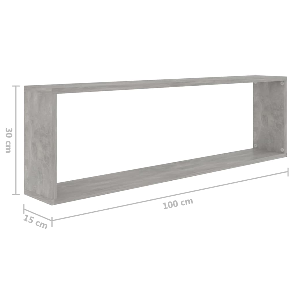 Wall Cube Shelves 4 pcs Concrete Grey 100x15x30 cm Engineered Wood