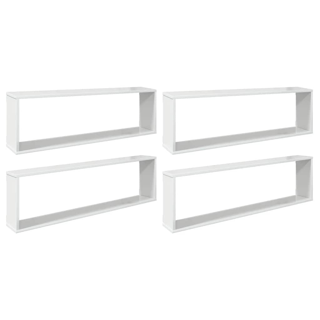 Wall Cube Shelves 4 pcs High Gloss White 100x15x30 cm Engineered Wood