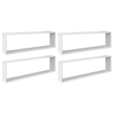Wall Cube Shelves 4 pcs High Gloss White 100x15x30 cm Engineered Wood