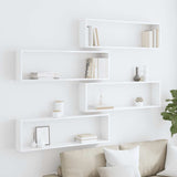 Wall Cube Shelves 4 pcs High Gloss White 100x15x30 cm Engineered Wood - Side View