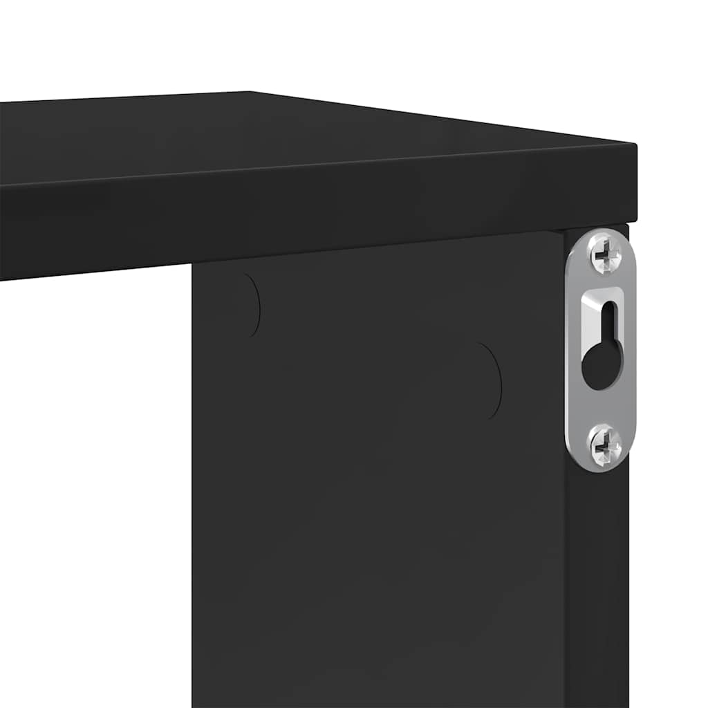 Wall Cube Shelves 4 pcs High Gloss Black 100x15x30 cm Engineered Wood