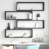 Wall Cube Shelves 4 pcs High Gloss Black 100x15x30 cm Engineered Wood