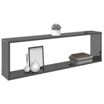 Wall Cube Shelves 2 pcs High Gloss Grey 100x15x30 cm Engineered Wood