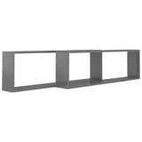 Wall Cube Shelves 2 pcs High Gloss Grey 100x15x30 cm Engineered Wood - Top-Down View