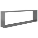Wall Cube Shelves 2 pcs High Gloss Grey 100x15x30 cm Engineered Wood