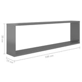 Wall Cube Shelves 2 pcs High Gloss Grey 100x15x30 cm Engineered Wood - Extra Image