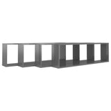 Wall Cube Shelves 4 pcs High Gloss Grey 100x15x30 cm Engineered Wood - Side View