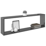 Wall Cube Shelves 4 pcs High Gloss Grey 100x15x30 cm Engineered Wood