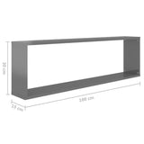 Wall Cube Shelves 4 pcs High Gloss Grey 100x15x30 cm Engineered Wood - Low Angle