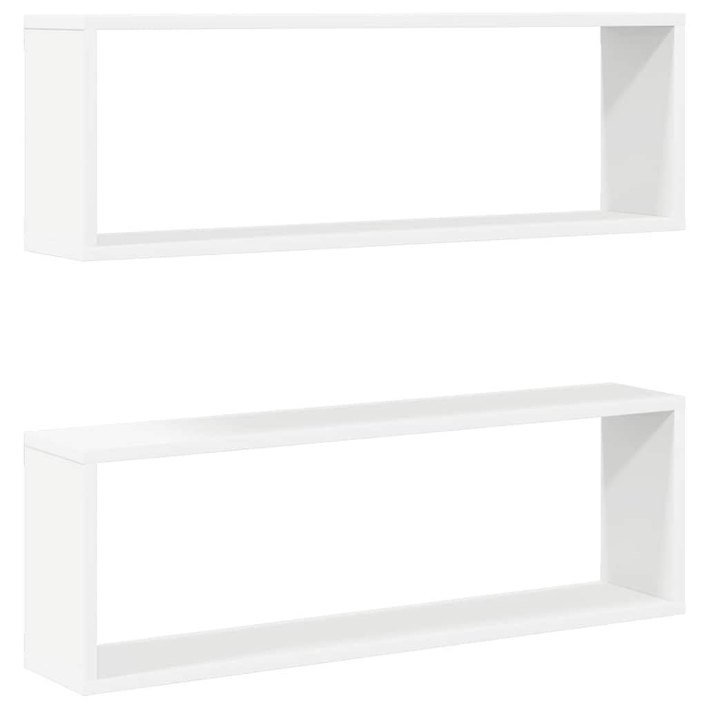 Wall Cube Shelves 2 pcs White 80x15x26.5 cm Engineered Wood