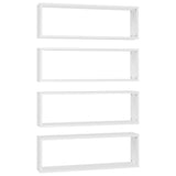 Wall Cube Shelves 4 pcs White 80x15x26.5 cm Engineered Wood - Front View
