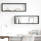 Wall Cube Shelves 2 pcs Black 80x15x26.5 cm Engineered Wood