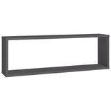 Wall Cube Shelves 2 pcs Grey 80x15x26.5 cm Engineered Wood - Rear View