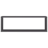 Wall Cube Shelves 2 pcs Grey 80x15x26.5 cm Engineered Wood - Close-Up Angle