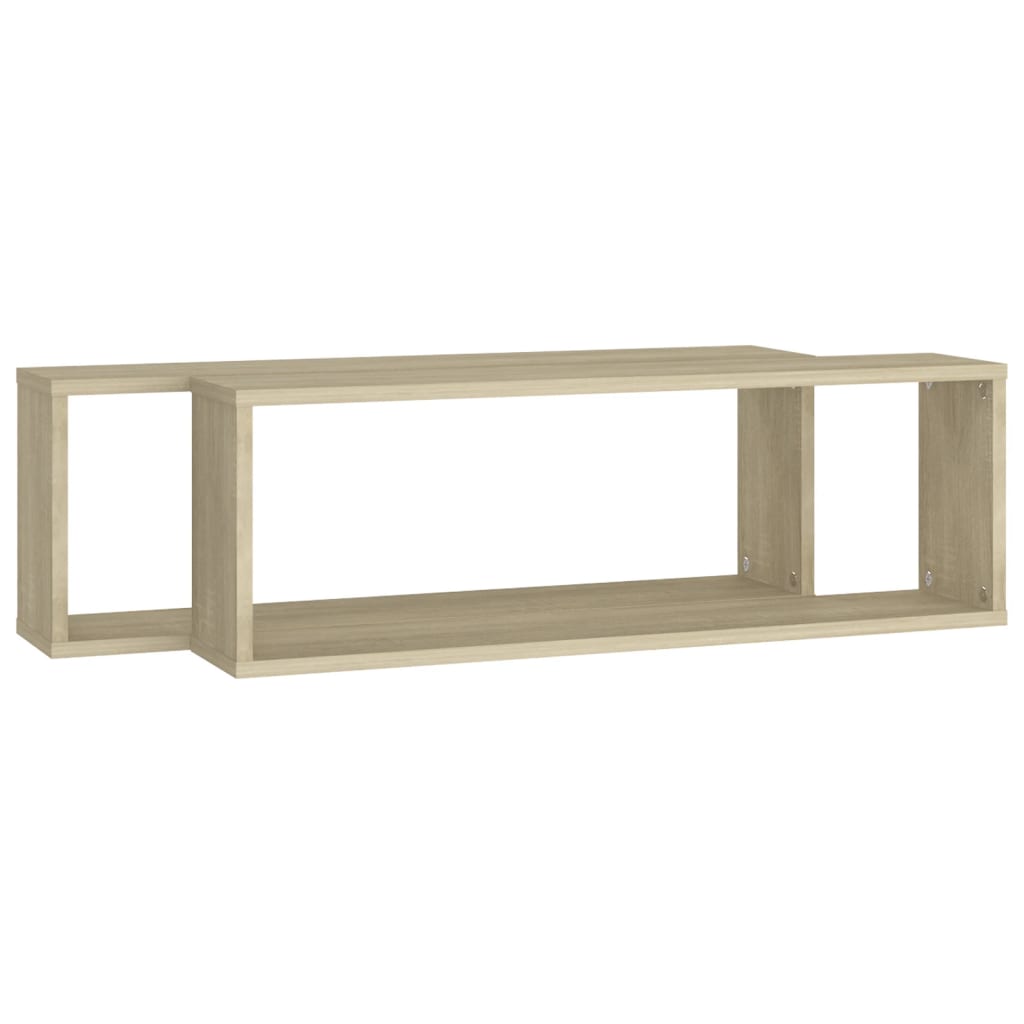 Wall Cube Shelves 2 pcs Sonoma Oak 80x15x26.5 cm Engineered Wood