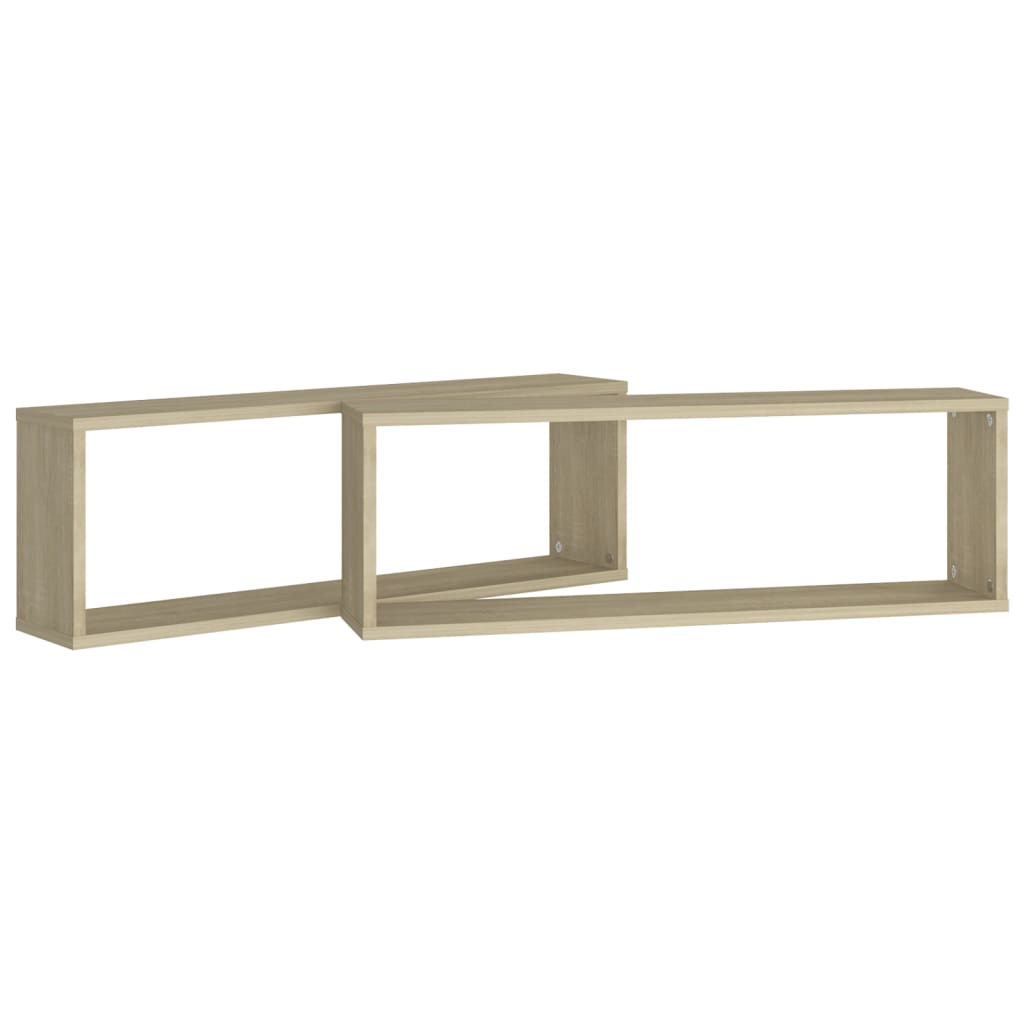 Wall Cube Shelves 2 pcs Sonoma Oak 80x15x26.5 cm Engineered Wood