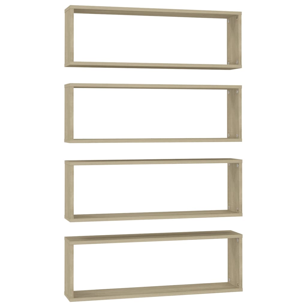 Wall Cube Shelves 4 pcs Sonoma Oak 80x15x26.5 cm Engineered Wood